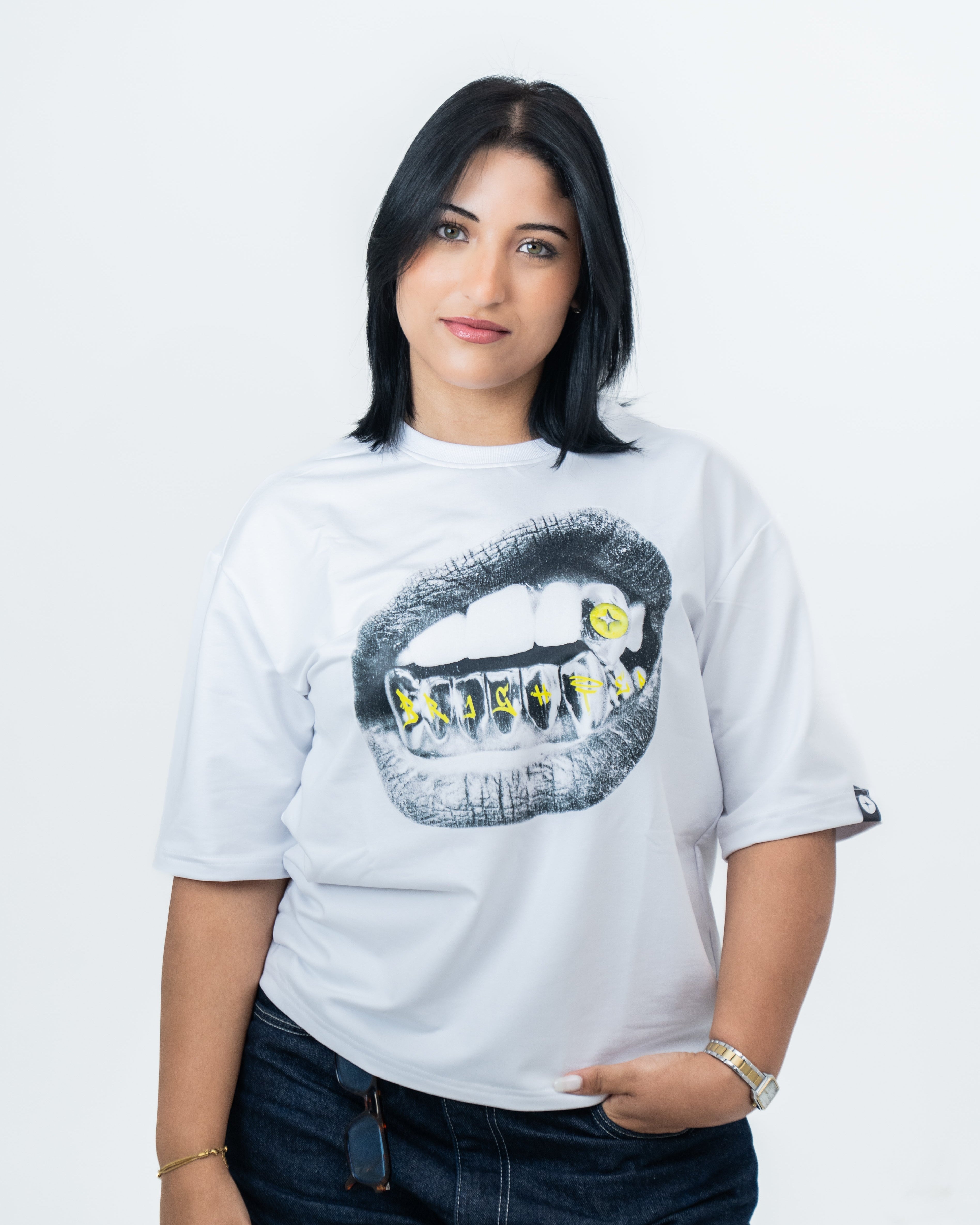 BRIGHTER graphic grills cropped tee-shirt